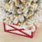 Glitzhome® Silver & Red 26" Corrugated Metal & Wooden Tree Collar